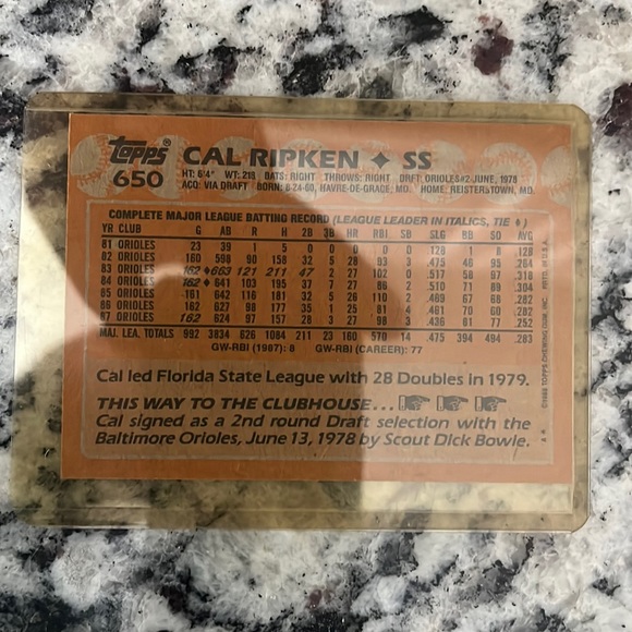 1988 Rare Topps Cal Ripken baseball card in excellent condition. - Picture 2 of 6